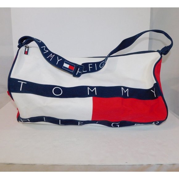 Tommy Hilfiger Other - Vintage 90s Tommy Hilfiger White Red Blue Spellout Flag Duffel Bag 21 x 12 x 12